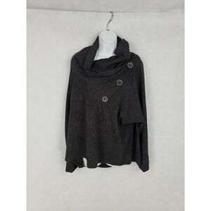 Kekoo Design Winter Size 3 Wide Buttoned Funnel neck Long Sleeve Gray Sweater